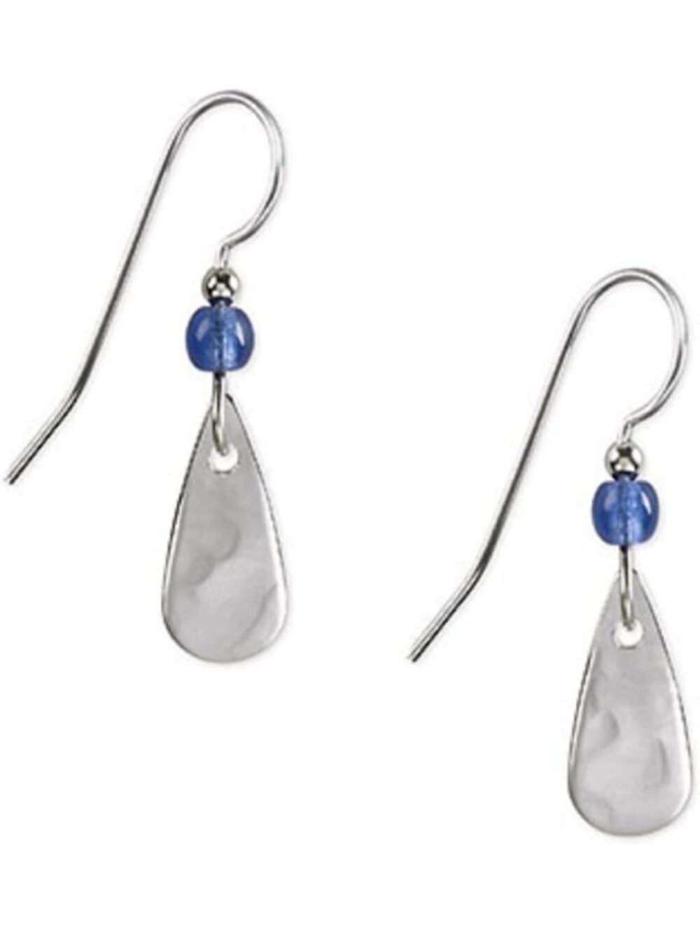 Elegant Silver-tone Drop Earrings with Blue Bead Accent - Stylish Jewelry